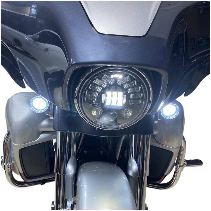 Framlampa 7" Adaptive För Indian Klar/Krom CUSTOM DYNAMICS Strålkastare – bild 2