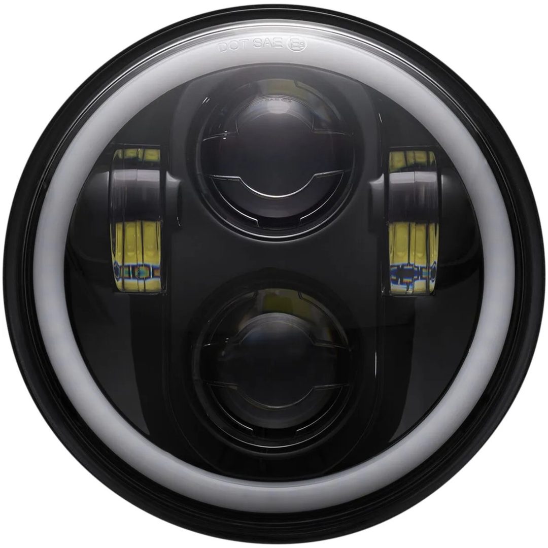 Framlampa 7" Led Halo Krom CUSTOM DYNAMICS Strålkastare