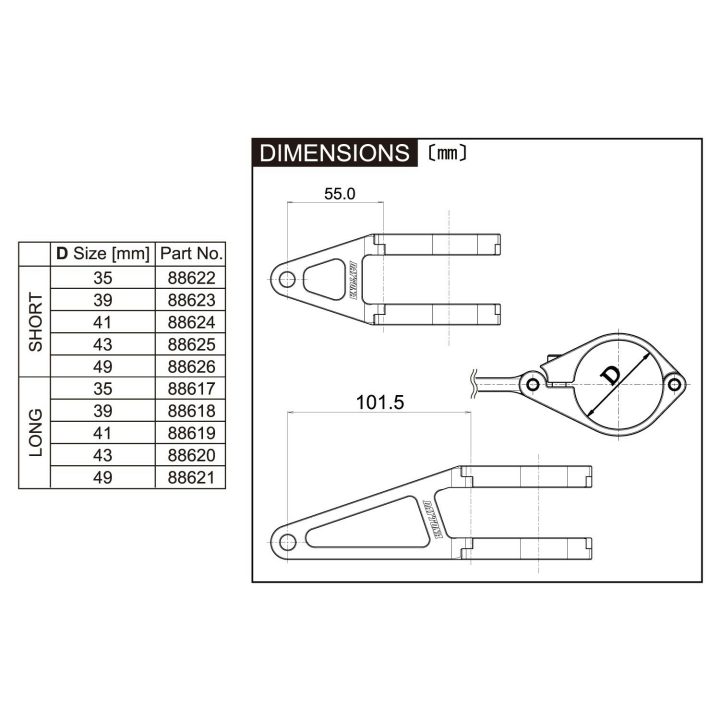 Framlampa Long Svart DAYTONA Monteringsfäste – bild 2