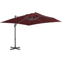 Frihängande parasoll med aluminiumstång vinröd 400x300 cm vidaXL