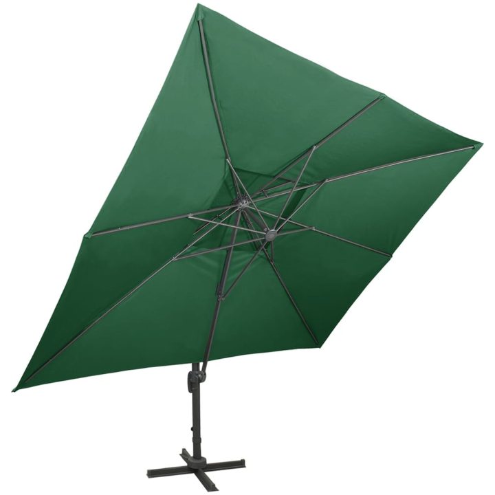 Frihängande parasoll med ventilation grön 400x300 cm vidaXL 300 x 400 cm – bild 2