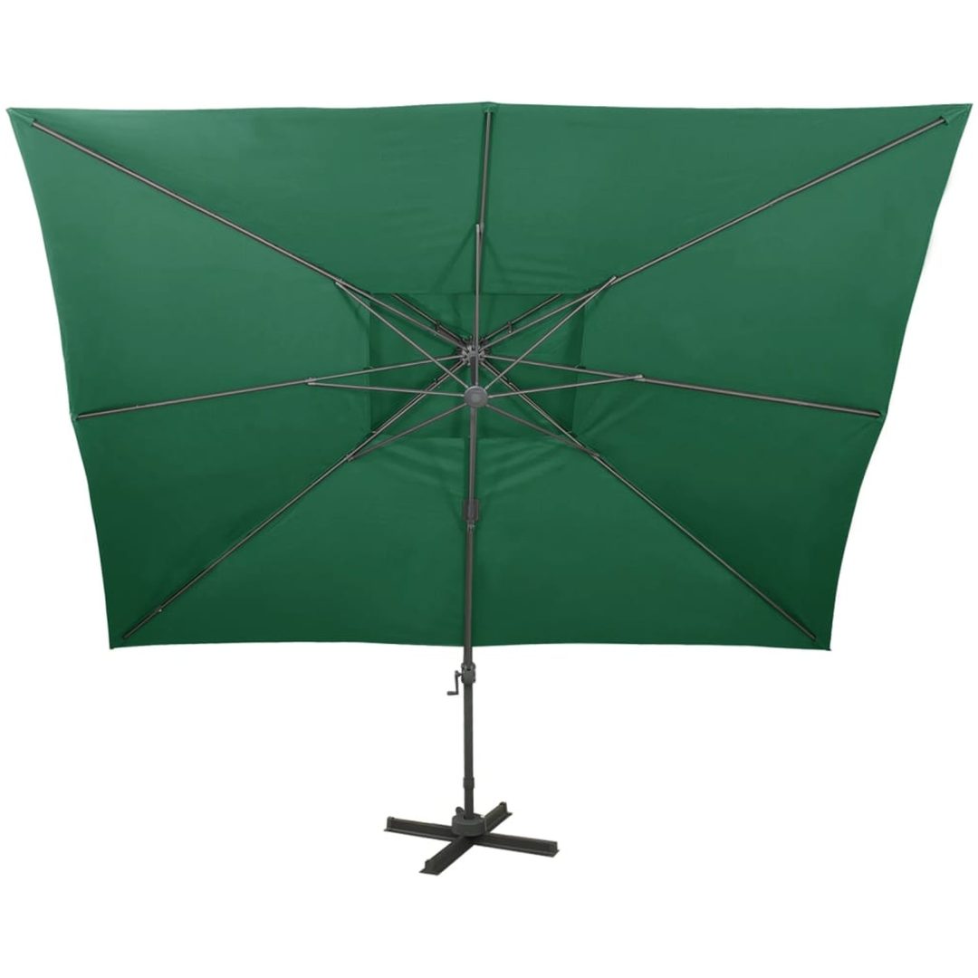Frihängande parasoll med ventilation grön 400x300 cm vidaXL 300 x 400 cm – bild 3