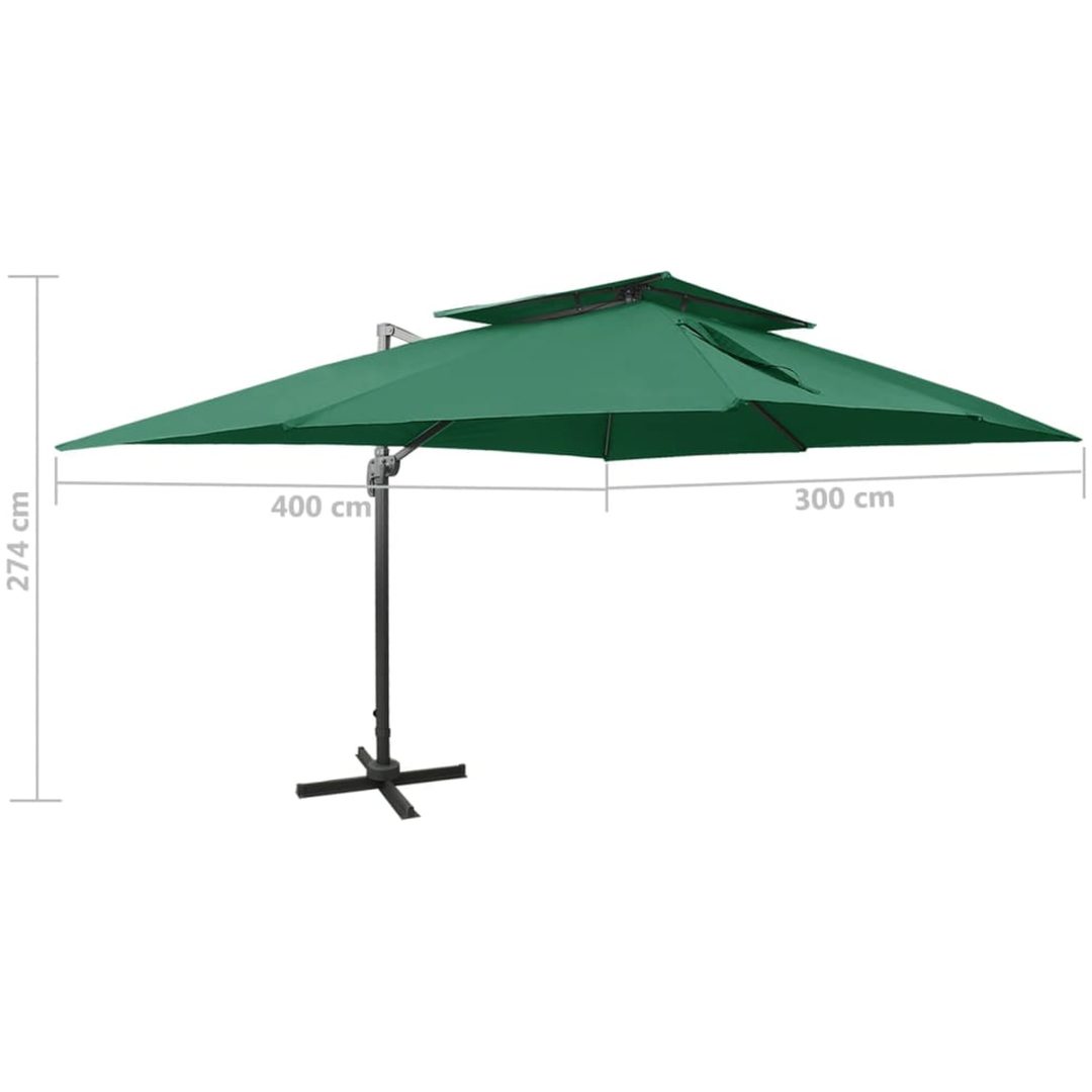 Frihängande parasoll med ventilation grön 400x300 cm vidaXL 300 x 400 cm – bild 9