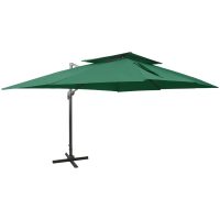 Frihängande parasoll med ventilation grön 400x300 cm vidaXL