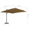 Frihängande trädgårdsparasoll aluminiumstång taupe vidaXL 300 x 300 cm – miniatyr 9