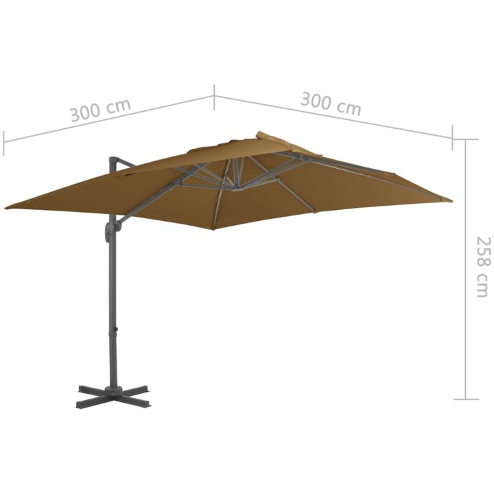 Frihängande trädgårdsparasoll aluminiumstång taupe vidaXL 300 x 300 cm – bild 9
