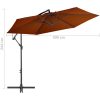 Frihängande trädgårdsparasoll aluminiumstång terrakotta 300 cm vidaXL – miniatyr 8