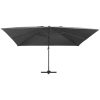 Frihängande trädgårdsparasoll LEDs aluminiumstång 400x300cm vidaXL 400 x 300 cm (7 x 5 cm) – miniatyr 2