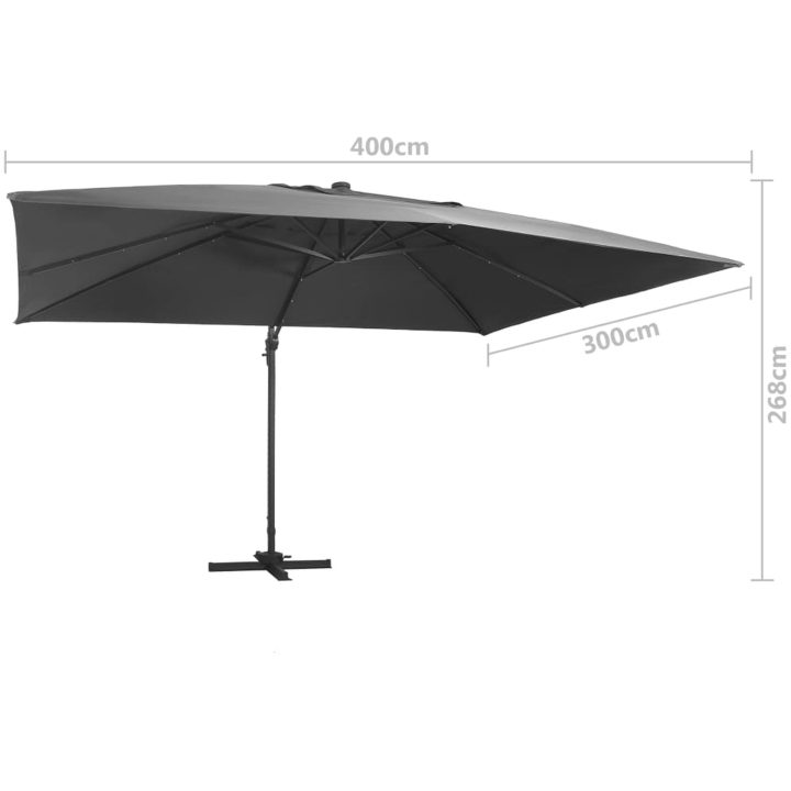 Frihängande trädgårdsparasoll LEDs aluminiumstång 400x300cm vidaXL 400 x 300 cm (7 x 5 cm) – bild 9