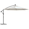 Frihängande trädgårdsparasoll LEDs metallstång sand vidaXL 350 cm – miniatyr 2