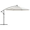 Frihängande trädgårdsparasoll LEDs metallstång sand vidaXL 350 cm – miniatyr 4