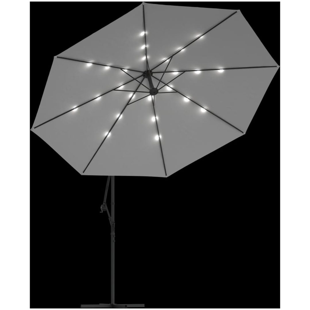 Frihängande trädgårdsparasoll LEDs metallstång sand vidaXL 350 cm – bild 6