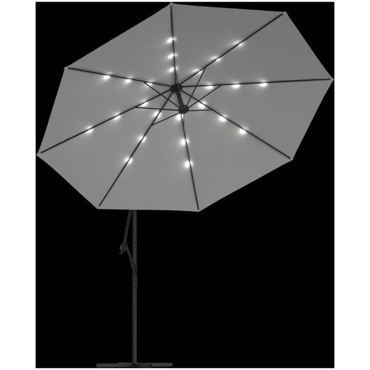 Frihängande trädgårdsparasoll LEDs metallstång sand vidaXL 350 cm – bild 6