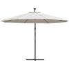 Frihängande trädgårdsparasoll LEDs metallstång sand vidaXL 350 cm – miniatyr 7