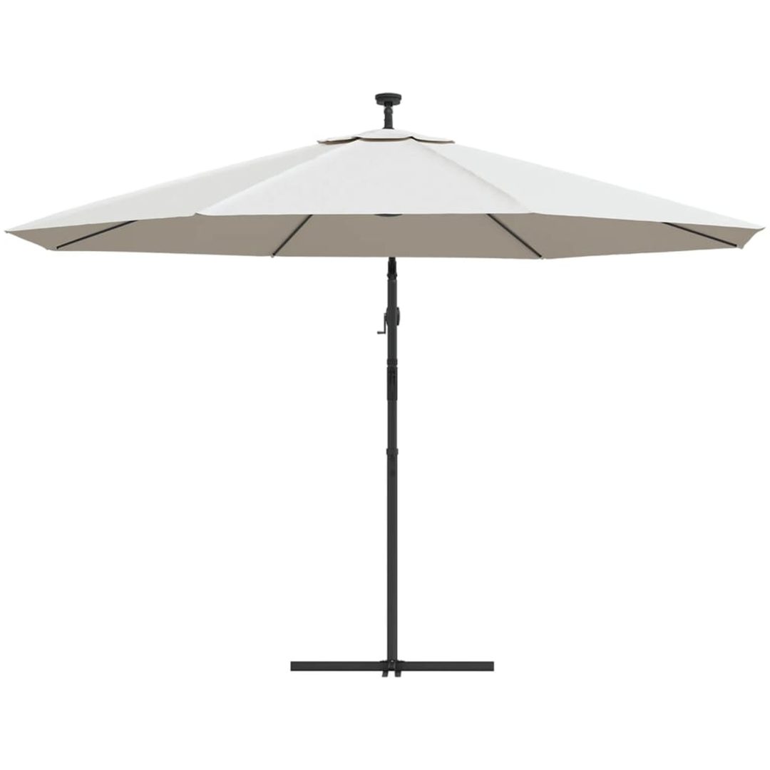 Frihängande trädgårdsparasoll LEDs metallstång sand vidaXL 350 cm – bild 7