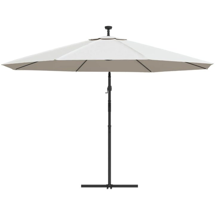 Frihängande trädgårdsparasoll LEDs metallstång sand vidaXL 350 cm – bild 7