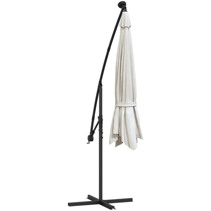 Frihängande trädgårdsparasoll LEDs metallstång sand vidaXL 350 cm – bild 8