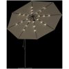 Frihängande trädgårdsparasoll LEDs metallstång taupe vidaXL 350 cm – miniatyr 6