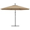 Frihängande trädgårdsparasoll LEDs metallstång taupe vidaXL 350 cm – miniatyr 7