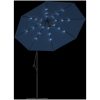 Frihängande trädgårdsparasoll LEDs och stålstång azurblå vidaXL 300 cm – miniatyr 6