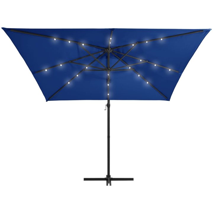 Frihängande trädgårdsparasoll LEDs stålstång azurblå vidaXL 250 x 250 cm – bild 3
