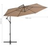 Frihängande trädgårdsparasoll med aluminiumstång 300 cm taupe vidaXL – miniatyr 8