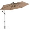 Frihängande trädgårdsparasoll med aluminiumstång 300 cm taupe vidaXL – miniatyr 1