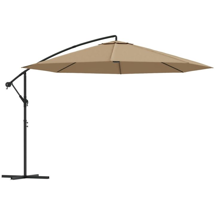 Frihängande trädgårdsparasoll med aluminiumstång 350 cm taupe vidaXL – bild 2