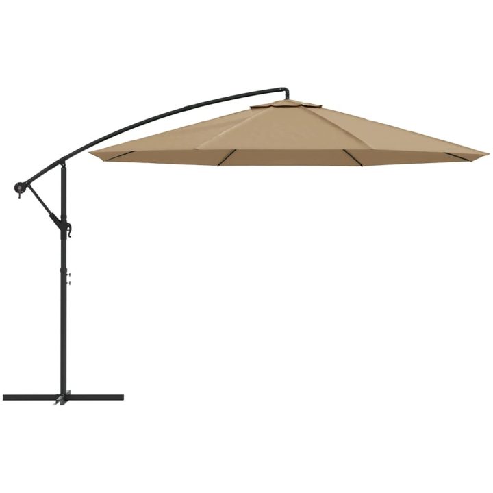 Frihängande trädgårdsparasoll med aluminiumstång 350 cm taupe vidaXL – bild 3