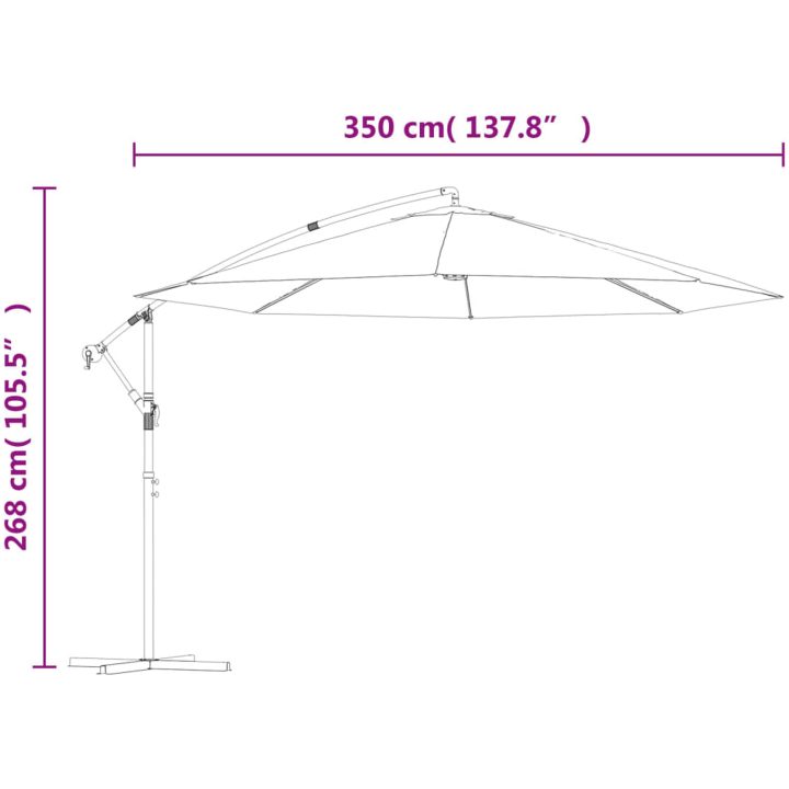 Frihängande trädgårdsparasoll med aluminiumstång 350 cm taupe vidaXL – bild 10