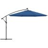 Frihängande trädgårdsparasoll med LEDs azurblå vidaXL 350 cm – miniatyr 4