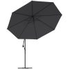 Frihängande trädgårdsparasoll med LEDs svart vidaXL 350 cm – miniatyr 5