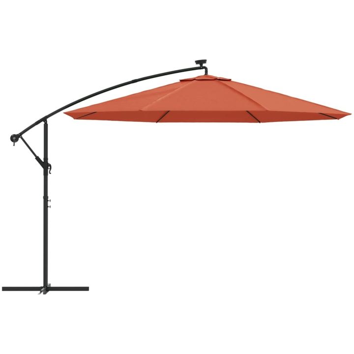 Frihängande trädgårdsparasoll med LEDs terrakotta vidaXL 350 cm – bild 4