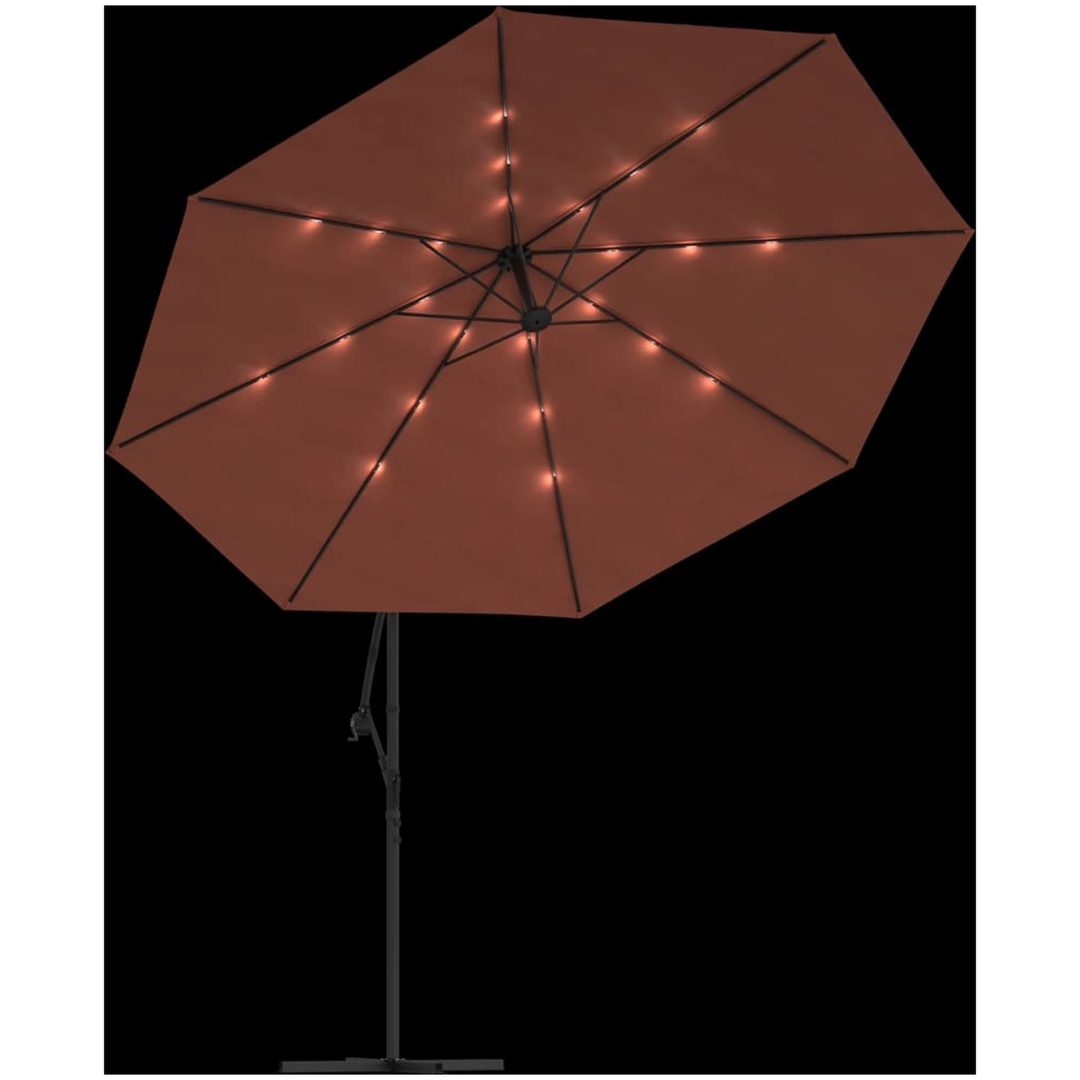 Frihängande trädgårdsparasoll med LEDs terrakotta vidaXL 350 cm – bild 6