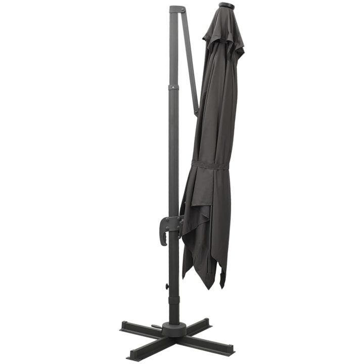 Frihängande trädgårdsparasoll med stång och LEDs antracit 300cm vidaXL – bild 3