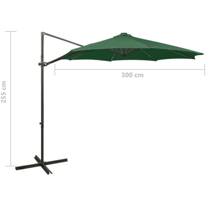 Frihängande trädgårdsparasoll med stång och LEDs grön 300 cm vidaXL – bild 11