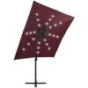 Frihängande trädgårdsparasoll med stång och LEDs vinröd 300 cm vidaXL 250 cm – miniatyr 3