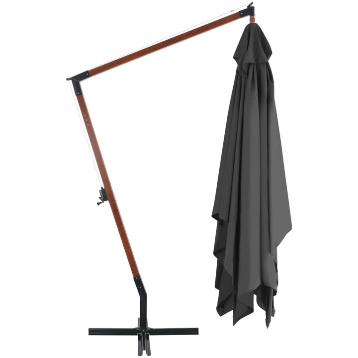 Frihängande trädgårdsparasoll med trästång 400x300 cm antracit vidaXL – bild 3