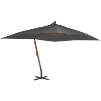 Frihängande trädgårdsparasoll med trästång 400x300 cm antracit vidaXL