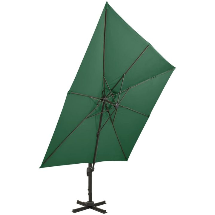 Frihängande trädgårdsparasoll med ventilation grön vidaXL 300 x 300 cm – bild 2