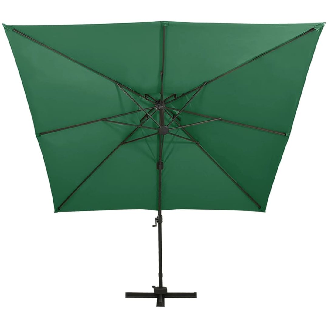 Frihängande trädgårdsparasoll med ventilation grön vidaXL 300 x 300 cm – bild 3