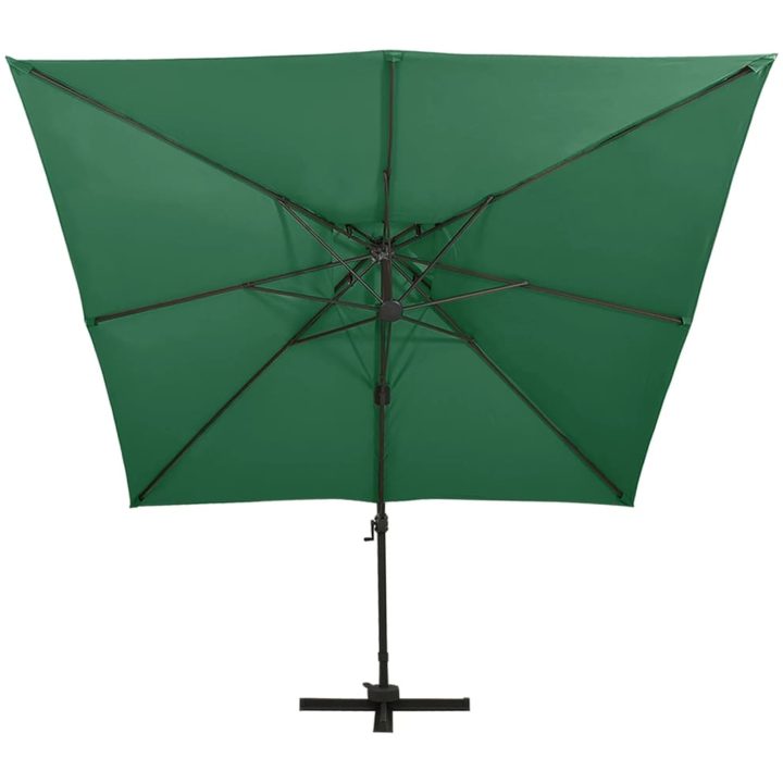 Frihängande trädgårdsparasoll med ventilation grön vidaXL 300 x 300 cm – bild 3