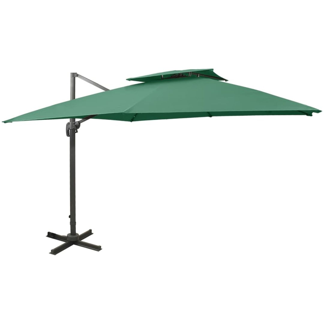Frihängande trädgårdsparasoll med ventilation grön vidaXL 300 x 300 cm