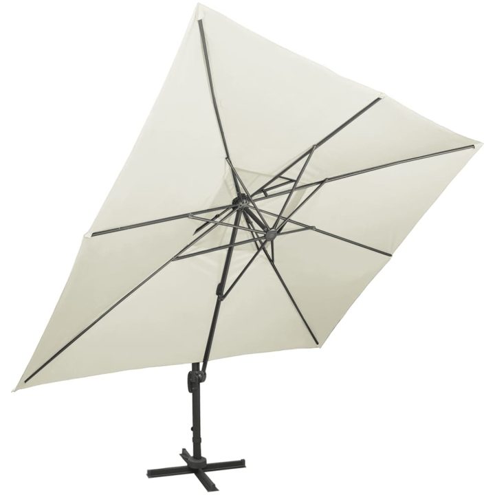 Frihängande trädgårdsparasoll med ventilation sand 400x300 cm vidaXL 300 x 400 cm – bild 2