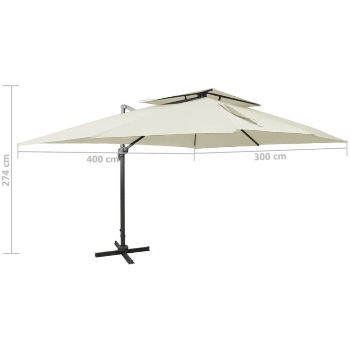 Frihängande trädgårdsparasoll med ventilation sand 400x300 cm vidaXL 300 x 400 cm – bild 9