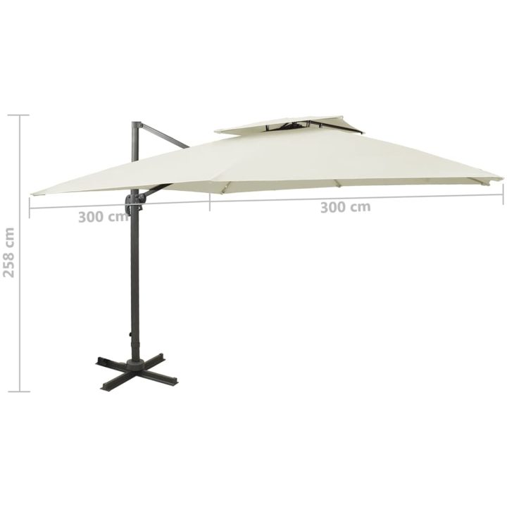 Frihängande trädgårdsparasoll med ventilation sand vidaXL 300 x 300 cm – bild 9