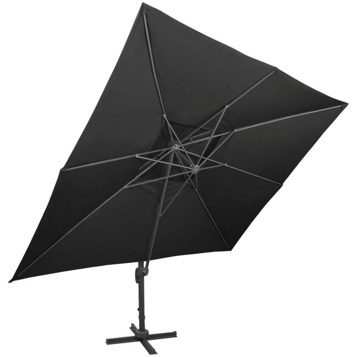 Frihängande trädgårdsparasoll med ventilation svart 400x300 cm vidaXL 300 x 400 cm – bild 2