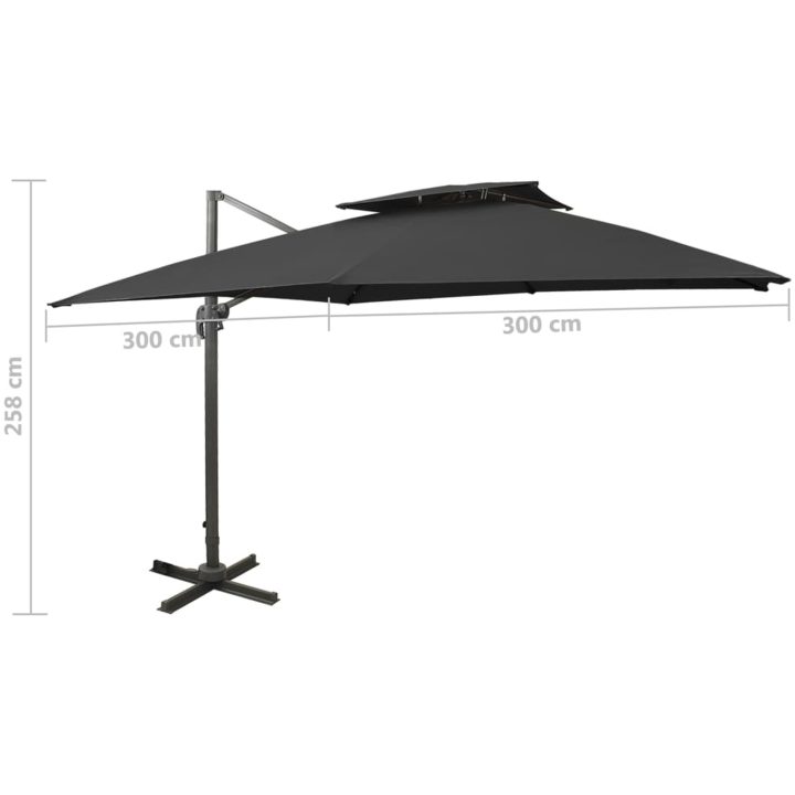 Frihängande trädgårdsparasoll med ventilation svart vidaXL 300 x 300 cm – bild 9