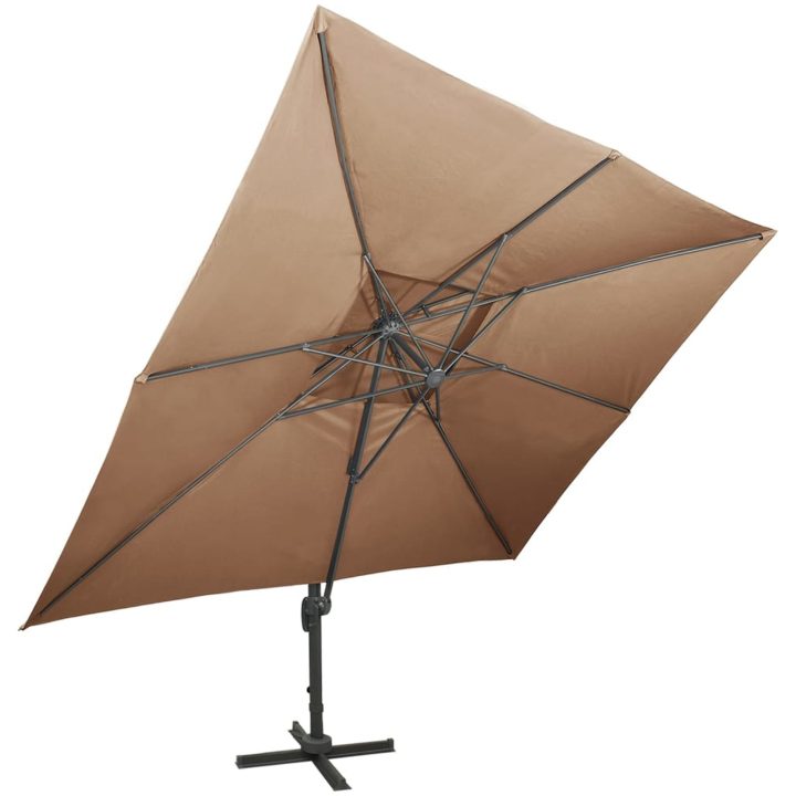 Frihängande trädgårdsparasoll med ventilation taupe 400x300 cm vidaXL 300 x 400 cm – bild 2