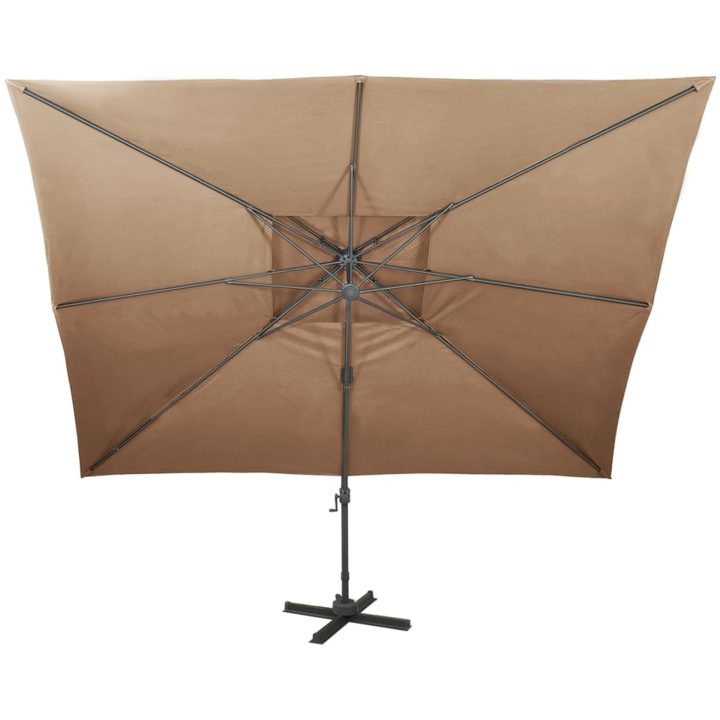 Frihängande trädgårdsparasoll med ventilation taupe 400x300 cm vidaXL 300 x 400 cm – bild 3